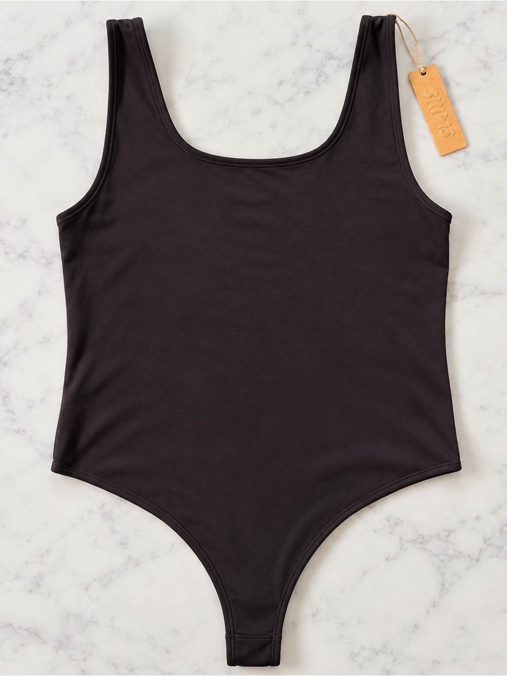 SKIMS Scoop Neck Thong Bodysuit Eclipse Black M NWT